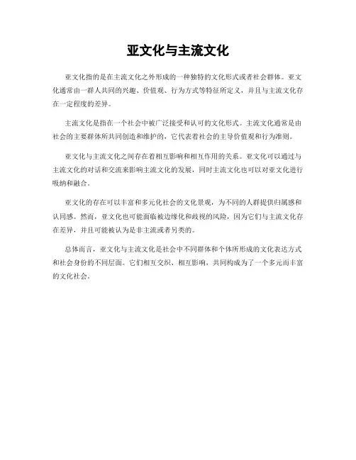 亚文化与主流文化