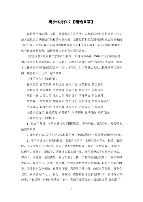 摘抄优秀作文(5篇)