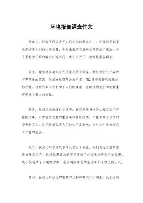 环境报告调查作文