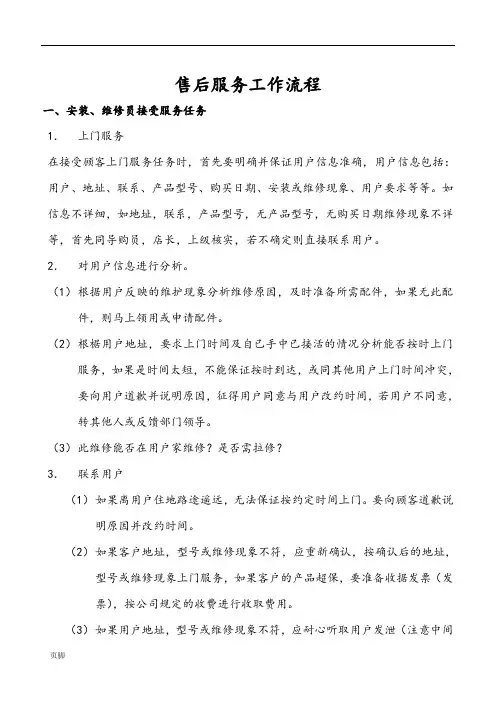 售后服务工作流程图