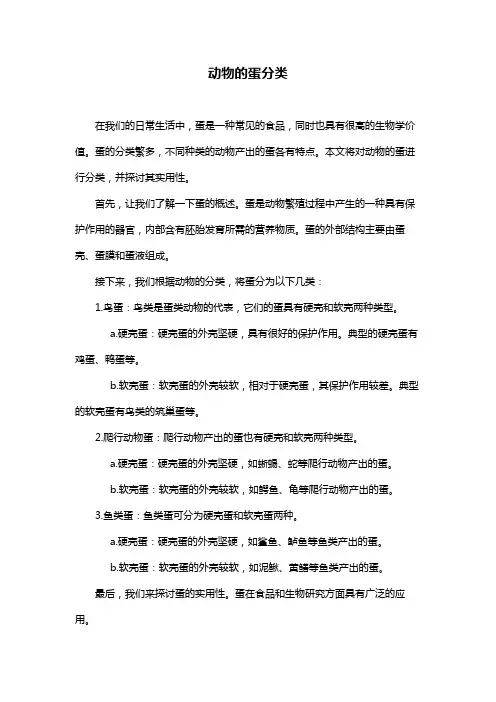 动物的蛋分类