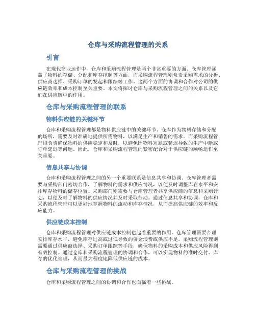 仓库与采购流程管理的关系