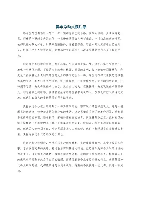 赛车总动员读后感