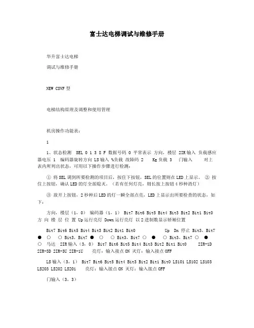 富士达电梯调试与维修手册