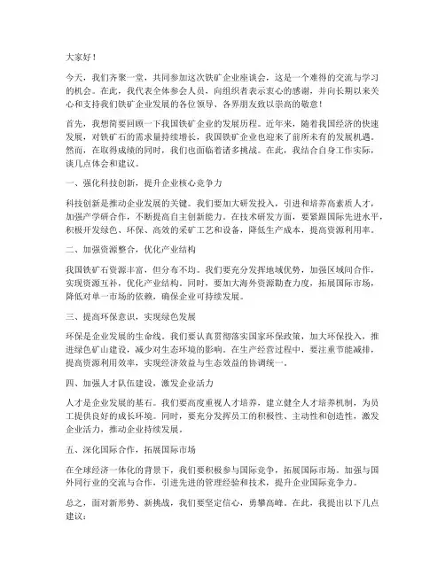 铁矿企业座谈会发言稿范文