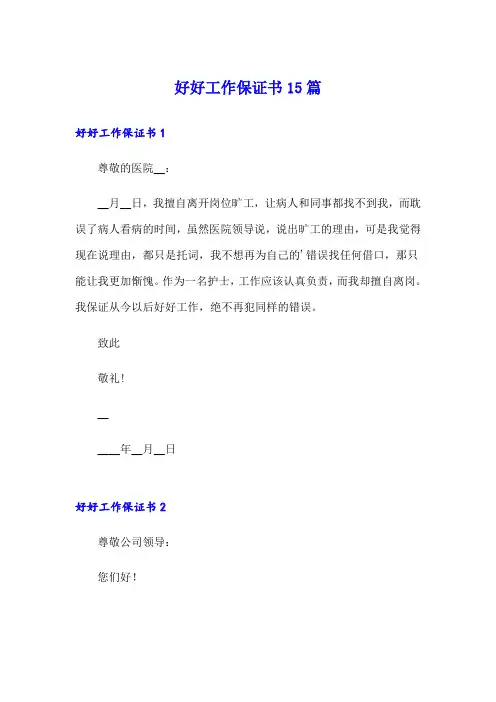 好好工作保证书15篇