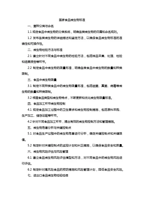 国家食品微生物标准
