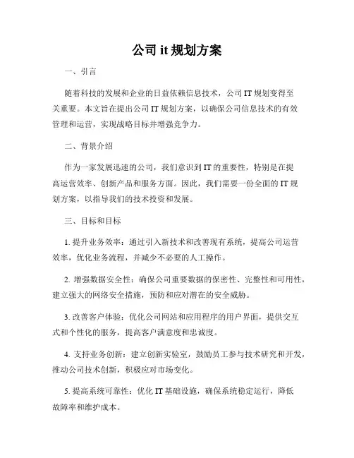 公司it规划方案