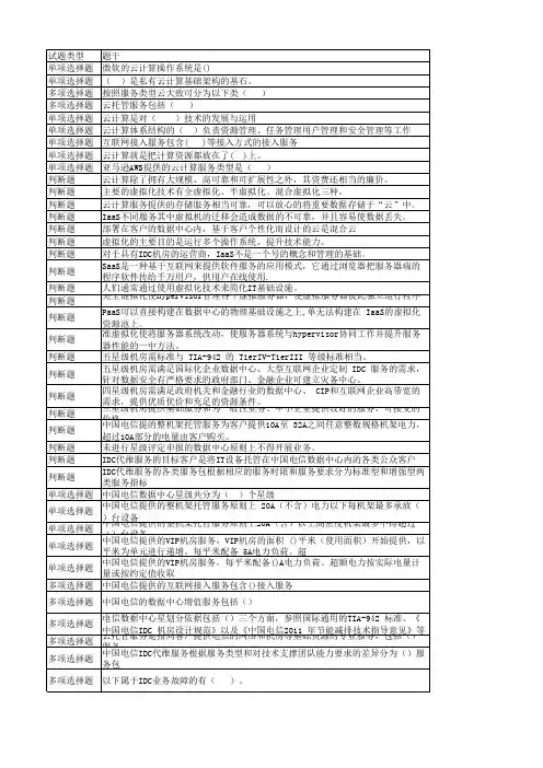 中国电信云计算考试题题库