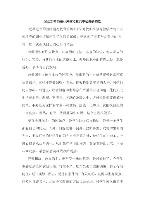 浅谈对教师职业道德和教师幸福感的感悟
