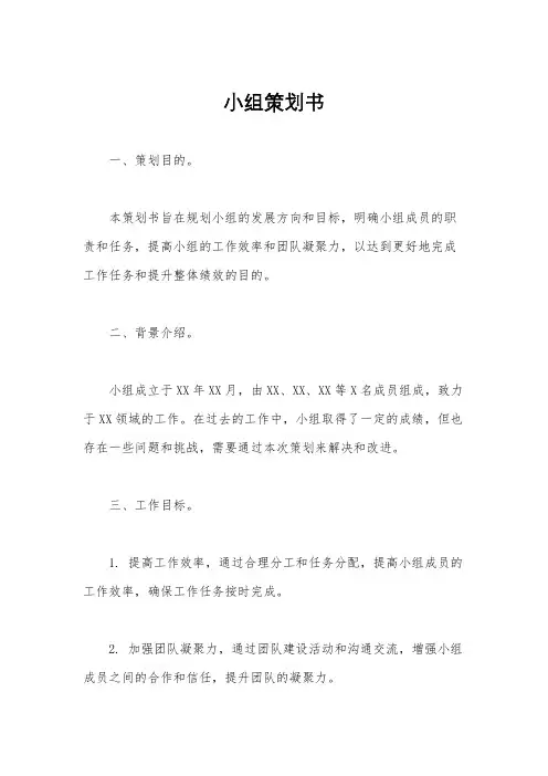 小组策划书