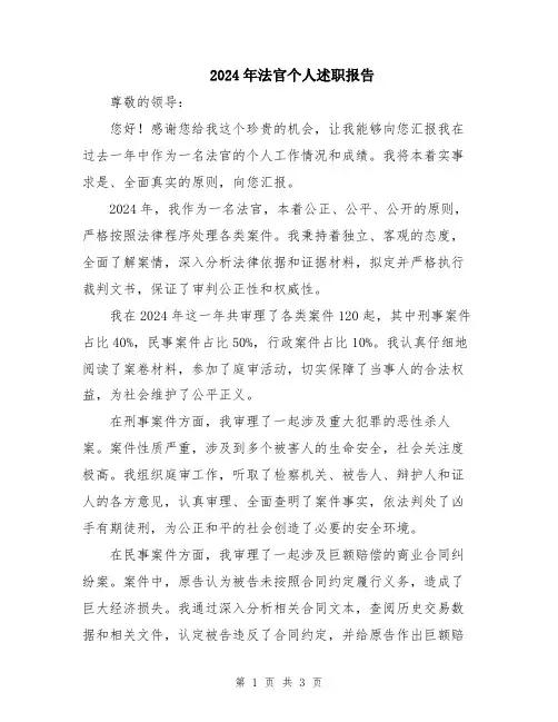 2024年法官个人述职报告