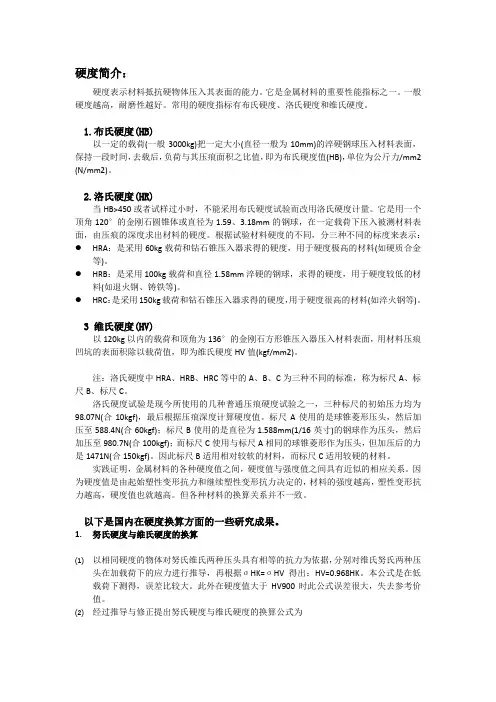 硬度介绍及换算