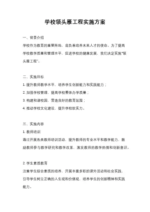 学校领头雁工程实施方案
