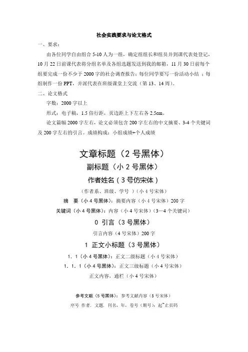 社会实践要求与论文格式