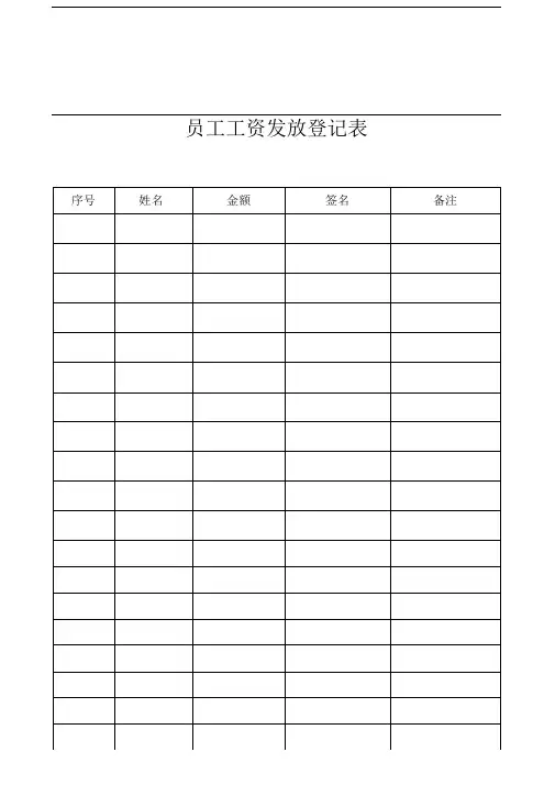2017年全年员工工资发放登记表