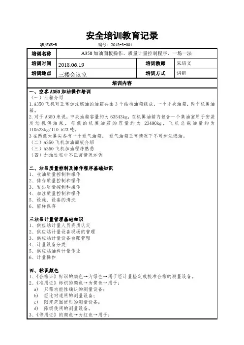 安全培训教育记录(A350)