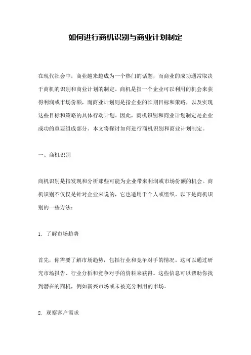 如何进行商机识别与商业计划制定