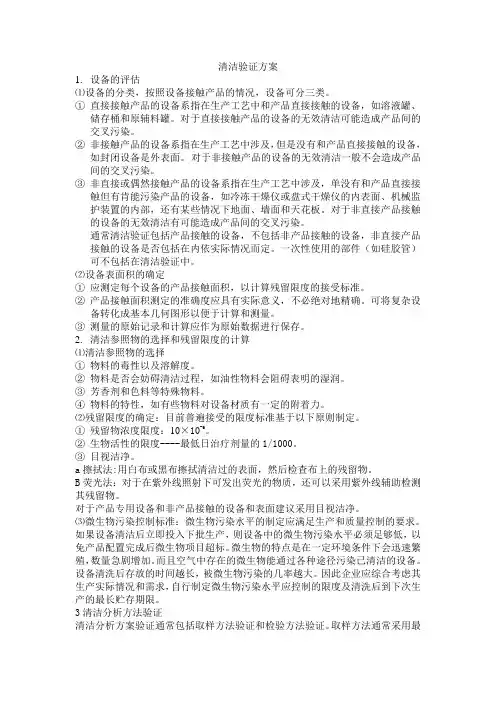 清洁验证方案