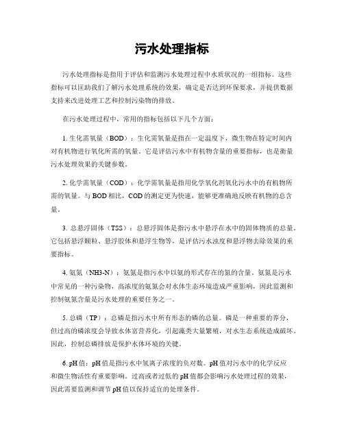 污水处理指标