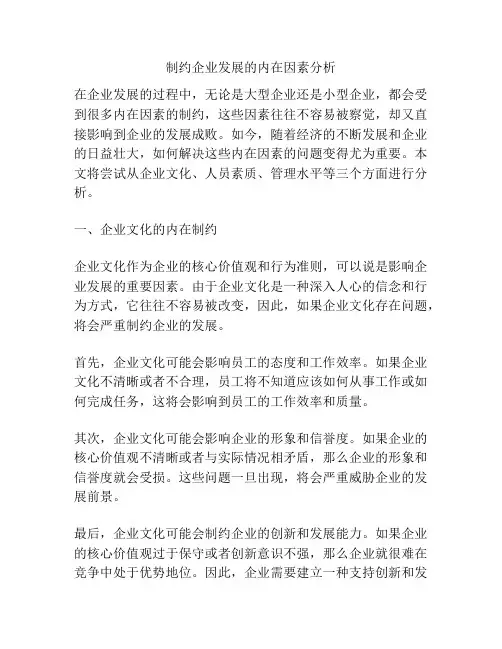 制约企业发展的内在因素分析