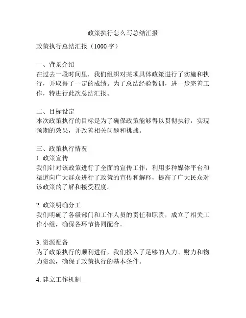 政策执行怎么写总结汇报