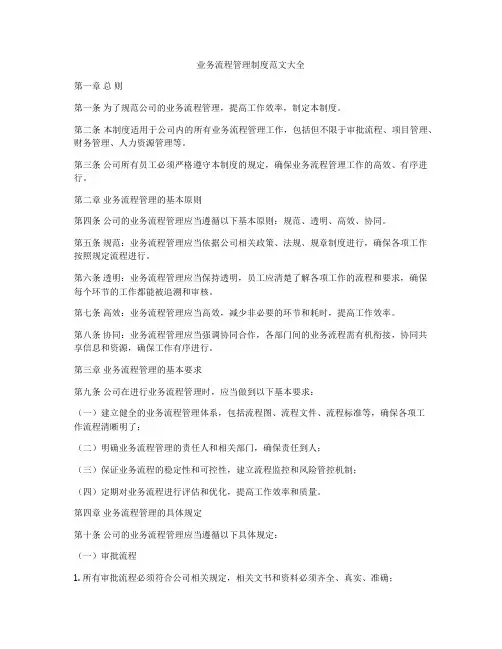 业务流程管理制度范文大全