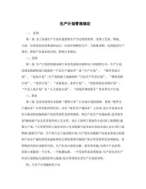 生产计划管理规定