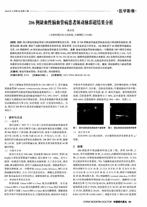 206例缺血性脑血管病患者颈动脉彩超结果分析
