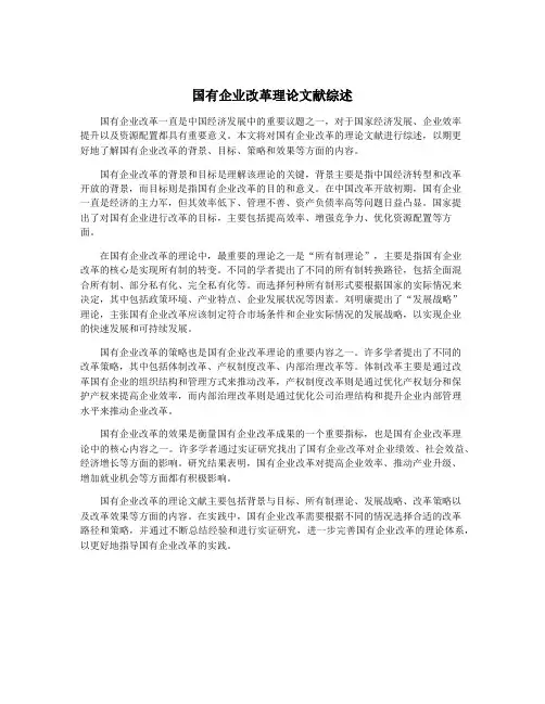 国有企业改革理论文献综述