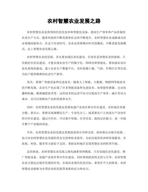 农村智慧农业发展之路