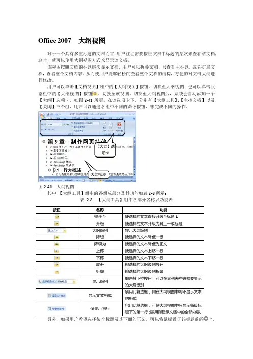 Office 2007  大纲视图