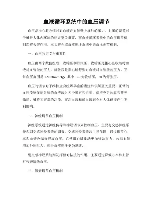 血液循环系统中的血压调节