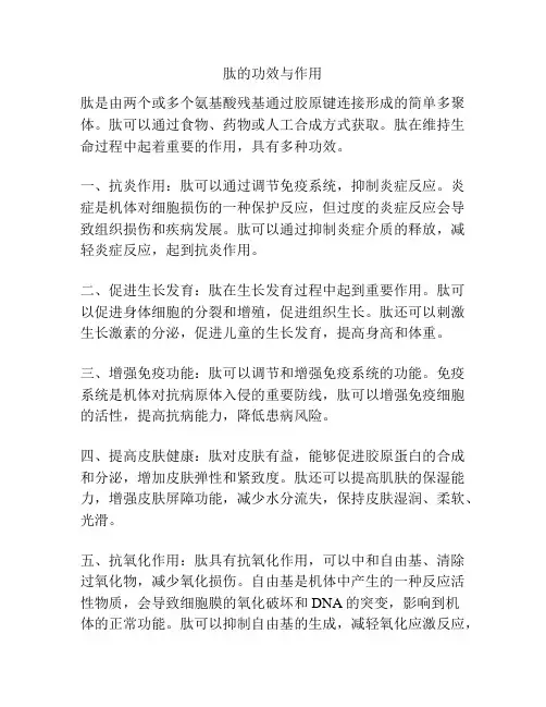 肽的功效与作用