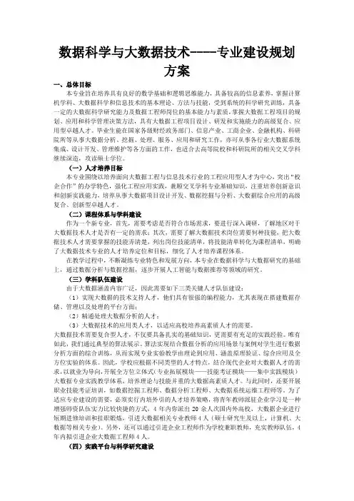 数据科学与大数据技术--专业建设规划方案
