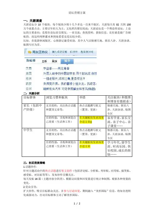 论坛营销方案