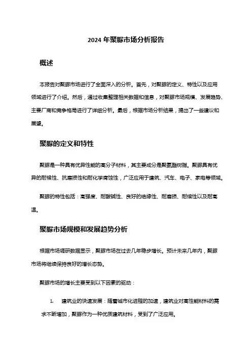 2024年聚脲市场分析报告