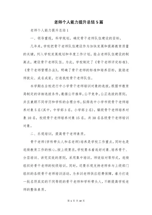 老师个人能力提升总结5篇