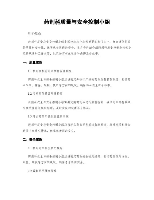 药剂科质量与安全控制小组