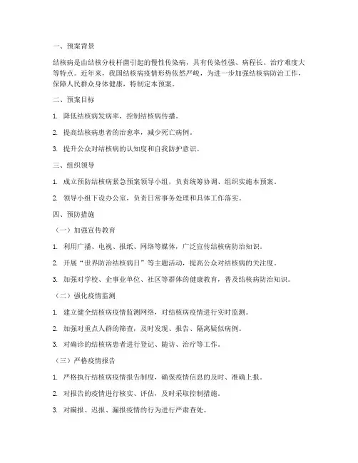 预防结核病紧急预案