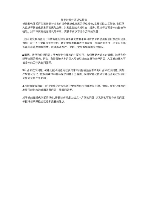 智能时代体系评估报告