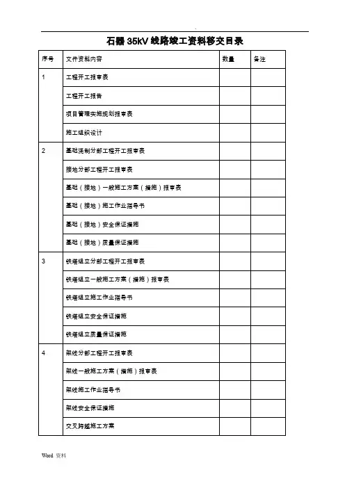 石器35kV线路资料全套