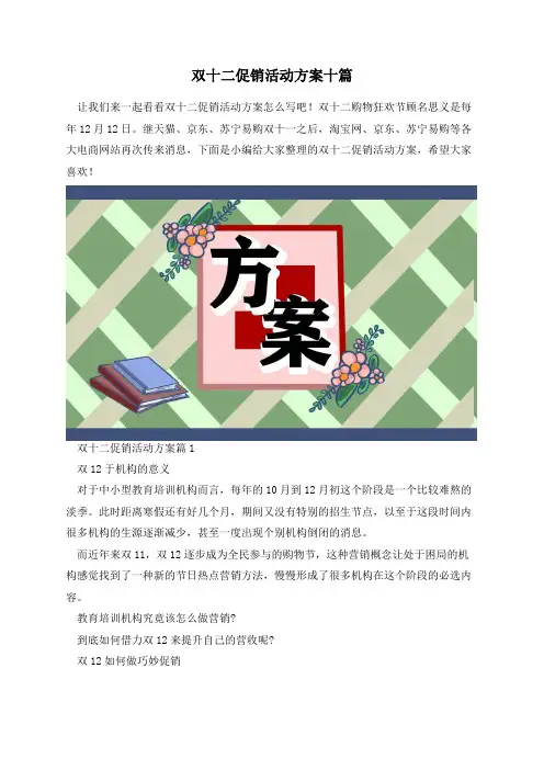 双十二促销活动方案十篇