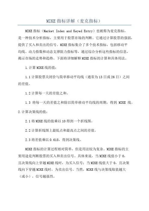 MIKE指标详解(麦克指标)