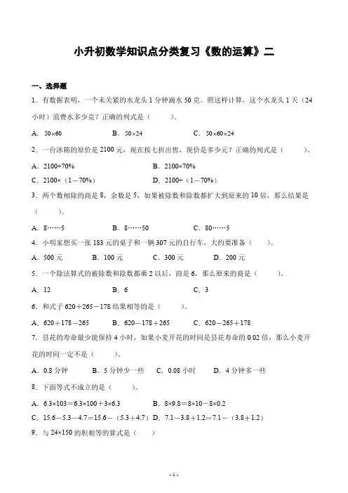 小升初数学知识点分类复习《数的运算》二