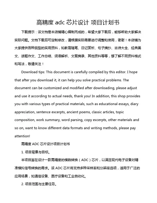 高精度adc芯片设计 项目计划书