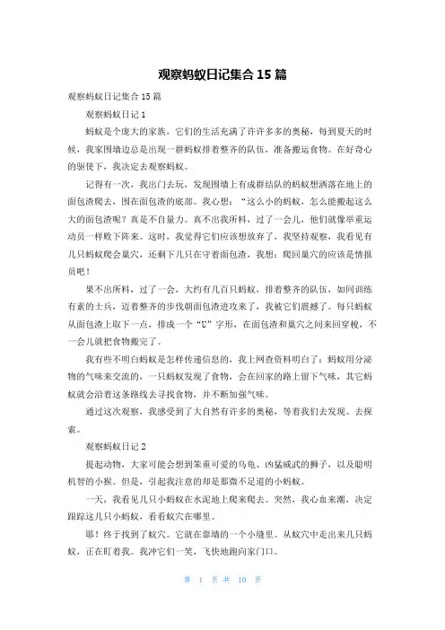 观察蚂蚁日记集合15篇