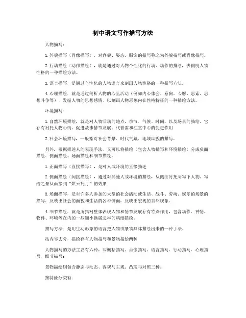 初中语文写作描写方法