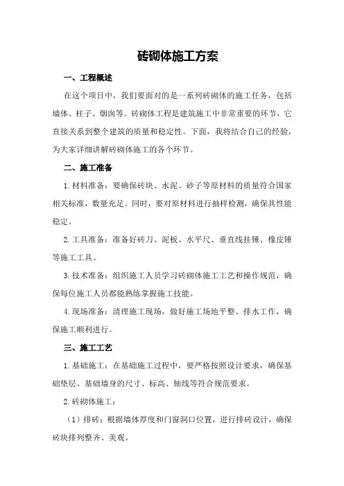 砖砌体施工方案