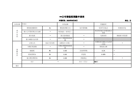 增值税预缴申请表